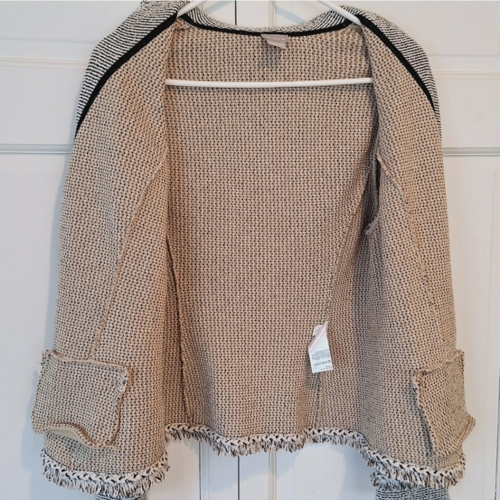 Chico's fringed tweed cardigan/jacket - Picture 5 of 8